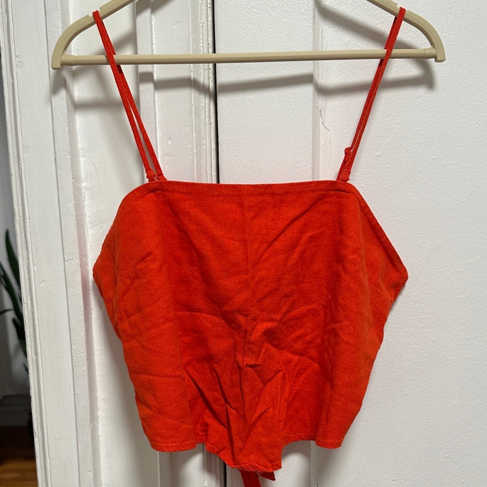 a new day Red Spaghetti-Strap Crop Camisole